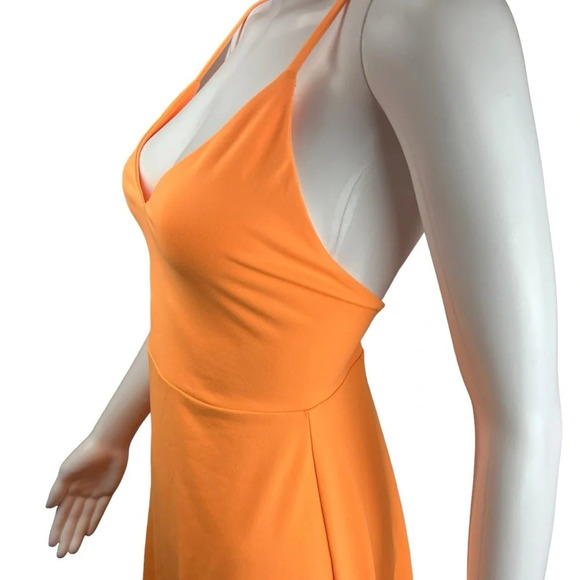 Susana Monaco V-Neck A-Line Mini Dress in Electric Orange Neon - Picture 10 of 16